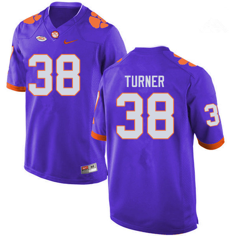 Men #38 Elijah Turner Clemson Tigers College Football Jerseys Sale-Purple - Click Image to Close